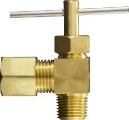 Midland Metal 46014 Needle Valve, 5/16 x 1/4 in Nominal, Compression x MPT, 150 psi Pressure, Brass Body Shop Now