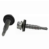1/4"-14 x 7/8" Self-Drilling Screws, Unslotted Indent Hex Washer Head HWH, 3 Point BSD, w/ Bonded Washer, 410 Stainless Steel, Full Thread, Qty 300 Trending