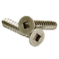 14 x 1" Self-Tapping Screws, Square Drive Flat Head, Type A, 18-8 Stainless Steel A2, Full Thread, Qty 500 Secure Checkout