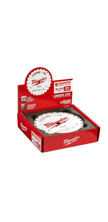 Milwaukee Tool 48-41-0620 6-1/2" 24T Thick Kerf Framing Circular Saw Blades Bulk 10, 10 Pack While Supplies Last