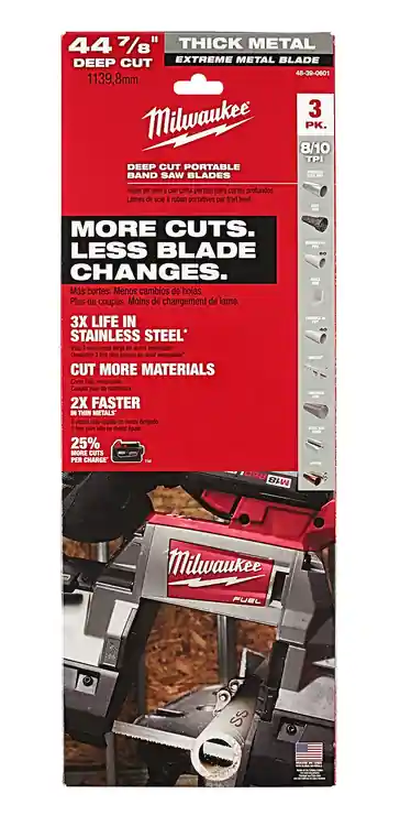 Holiday Sale Milwaukee Tool 48-39-0601 44-7/8" Extreme Thick Metal Deep Cut Band Saw Blade (3 PK)