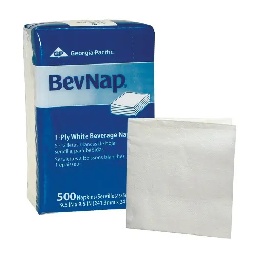 Georgia Pacific GPC96019 C-Bevnap 1Ply Wht 9.5X 9.5 (8/500) (1 CA) High Quality