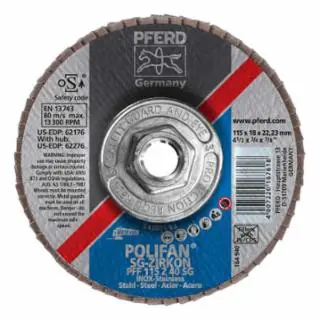 Pferd 62276 4-1/2 x 5/8-11 Polifan Sg Zirc Flat 40G (10 EA) Buy Online