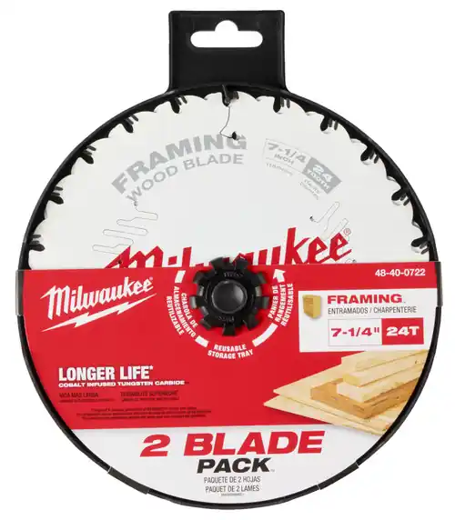 Milwaukee Tool 48-40-0722 7-1/4" 24T Framing Circular Saw Blade (2 PK), 3 Pack Brand New