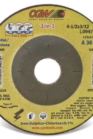 CGW Abrasives 45221 5 x 3/32(094) x 5/8-11 T27 A36S Resin Cut Whls Thin, 10 Pack Luxury
