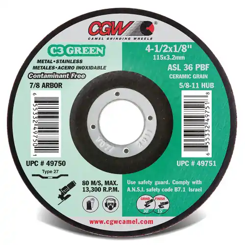 CGW Abrasives 49751 41/2 x 1/8 x 5/8-11 Asl 36 Pbf Resin Grind Whls, 10 Pack Must Have