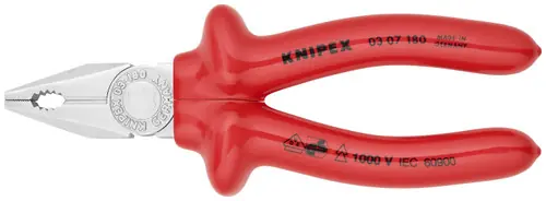 Authentic Knipex 03 07 180 Combination Pliers-1000V Insulated, 7 1/4" Nominal Length