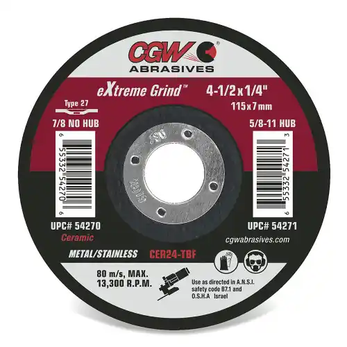 Next Day Delivery CGW Abrasives 54270 41/2 x 1/4 x 7/8 T27 Cer24-T-Bf Resin Grind Whls, 25 Pack