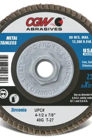 Affordable CGW Abrasives 54011 41/2 x 5/8-11 T27 Z3-36 Ultimate Flap Discs Z3U, 1000 Pack