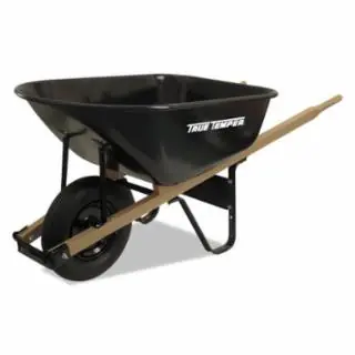 Brand New TRUE TEMPER STEEL MEDIUM DUTY WHEELBARROW 6 cu ft, 1 Pneumatic 2-Ply, Black