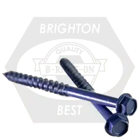 Best Choice 1/4" x 2 3/4" Concrete Screws, Commercial Grade, Unslotted Indent Hex Washer Head HWH, Blue Finish, High Low Thread, Qty 1000