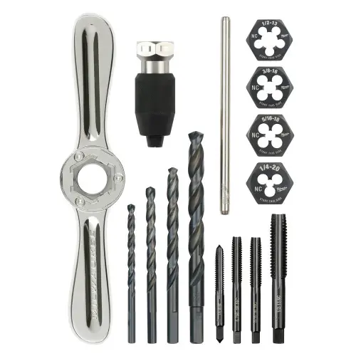 Milwaukee Tool 49-22-5602 15PC SAE Tap and Die Set with HEX-LOK 2-in-1 Handle Clearance