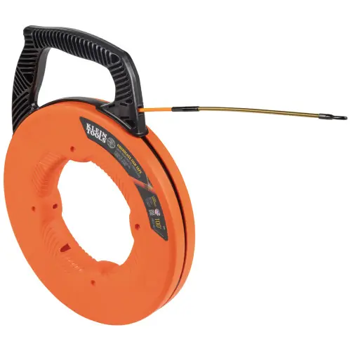 Klein Tools 56351 Fiberglass Fish Tape with Spiral Steel Leader, 100-Foot Brand New