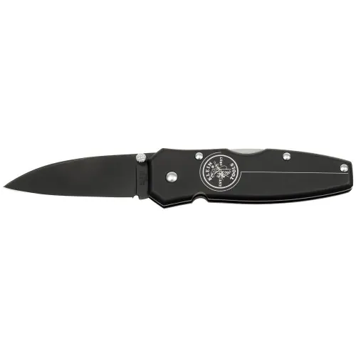 Certified Klein Tools 44001-BLK Lightweight Lockback Knife, 2-1/2-Inch Drop Point Blade, Black Handle