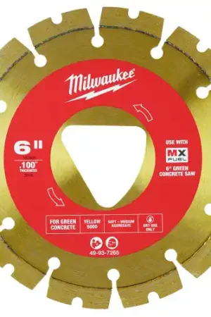 Best Choice Milwaukee Tool 49-93-7265 Yellow 6 x .100 Diamond Blade for Green Concrete