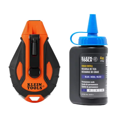 Grab Now Klein Tools CHLK100S Smooth Retractable Chalk Reel, 100-Foot, with Blue Chalk Refill