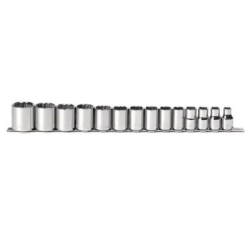 14 pc 12 Point Standard (Arm) 1/2" Drive SAE USA 1/2" Drive Standard SAE Socket Set, Qty 1 Don't Miss Out