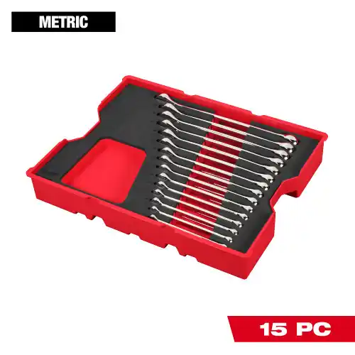 Hassle-Free Returns Milwaukee Tool 48-22-0154 15pc. Metric Combination Wrench Set with Tray for PACKOUT Drawers