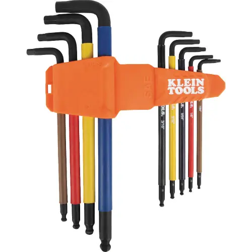 Reduced Price Klein Tools BLS9 Color-Coded Extra-Long L Style Hex Key Caddy Set, SAE, 9-Piece