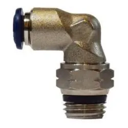 Midland Metal 20539NA 90-deg Swivel Male Elbow, 5/16-in Push-to-Connect x 3/8-in Male Global Thread Swivel, Brass, Nickel-Plated Budget