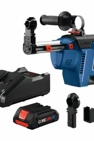 Today Only Bosch GDE18V-26DB15 18V SDS-plus Bulldog 1 In. Dust Collection Attachment Kit with (1) CORE18V 4 Ah Advanced Power Battery