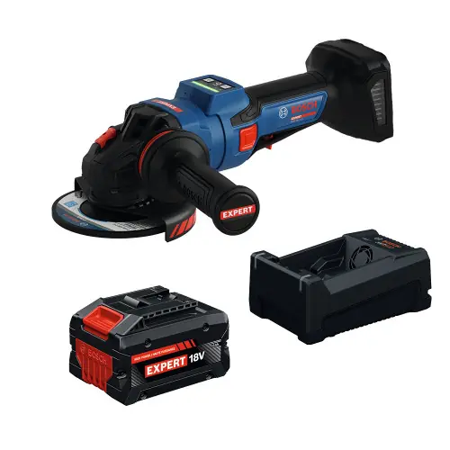 Don't Miss Out Bosch EXWS18V-15PSB18X EXPERT 18V 5 6 In. Angle Grinder with No Lock-On Paddle Switch Kit 8.0 Ah Battery and Multi-Voltage Charger