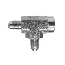 Midland Metal Run Tee, 260642, 1/4-in Male JIC x 1/8-in Female NPTF x 1/4-in Male JIC, Steel Luxury