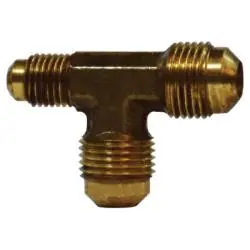 Shop Now Midland Metal 10196 SAE 45deg Flared Reducing Tee, 3/4-in Male Flared x 3/4-in Male Flared x 1/2-in Male Flared, Brass
