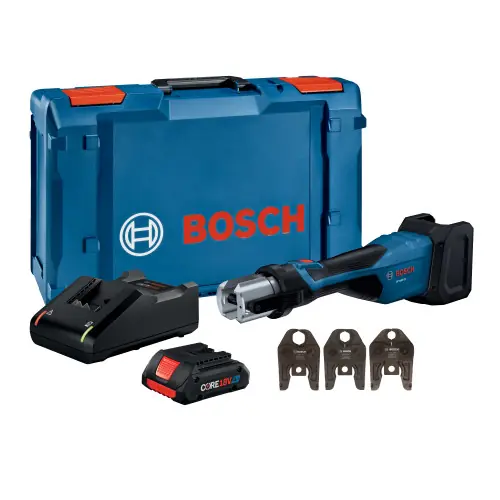 Bosch GPT18V-32L14 Press Tool Kit W/ 1/2", 3/4", and 1" Jaws, (1) CORE18V 4 Ah Battery & (1) GAL18V-40 18V Standard Charger Today Only