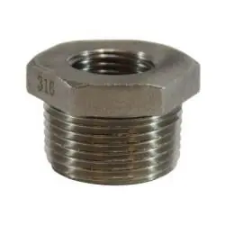 Midland Metal 63503 Pipe Bushing, 1/2 in MPT x 1/8 in FPT, Stainless Steel, 3000 lb Genuine