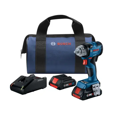 Place Order Bosch GDS18V-230CB24 18V 3/8 In. Impact Wrench with Friction Ring with (2) CORE18V 4 Ah Advanced Power Batteries