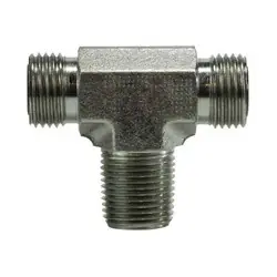 Grab Now Midland Metal FS260144 Branch Tee, 1/4-in Male O-Ring Face Seal x 1/4-in Male O-Ring Face Seal x 1/4-in, Steel