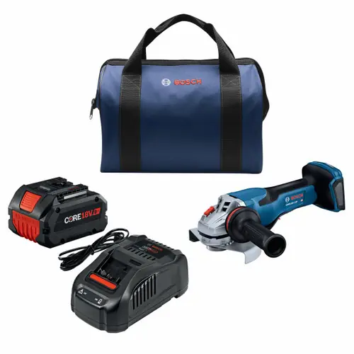 Fresh Stock Bosch GWS18V-13PB14 PROFACTOR 18V 5 6 In. Angle Grinder with No Lock-On Paddle Switch with (1) CORE18V 8 Ah High Power Battery