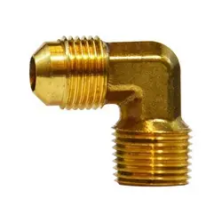 Midland Metal 10294UL 90-deg Male Elbow, 3/8-in Male Flared x 1/4-in Male NPTF, Brass Direct From Factory