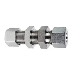 Fresh Stock Midland Metal D2700-LN-L08-L08 Bulkhead Union, L08 Metric Bite Type x L08 Metric Bite Type, Steel
