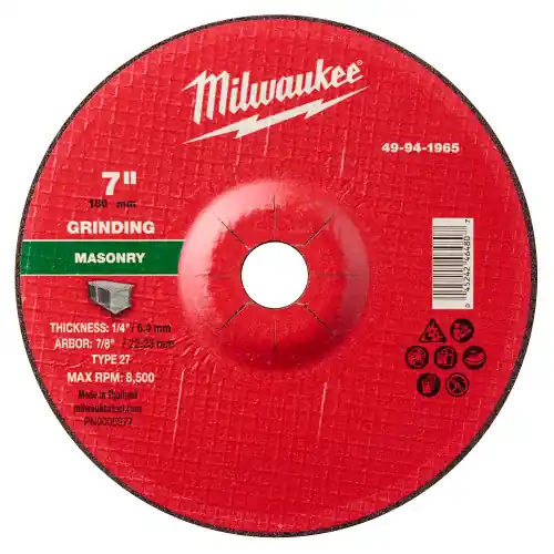 Super Sale Milwaukee 49-94-1965 7" x 1/4" x 7/8" Masonry Grinding Wheel - Type 27, 10 Pack