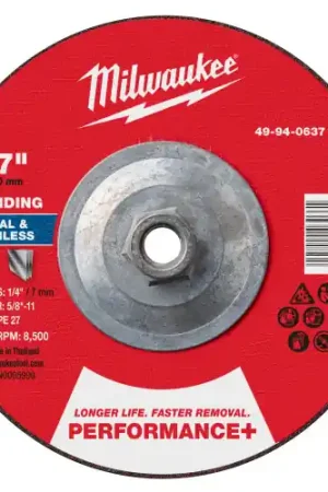 Affordable Milwaukee 49-94-0637 7" x 1/4" x 5/8"-11 Performance+ Metal Grinding Wheel - Type 27, 5 Pack