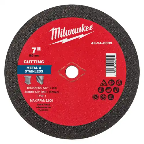 Limited Time Milwaukee 49-94-0039 7" x 1/8" x 5/8" DKO Metal Cut Off Wheel -Type 1, 10 Pack