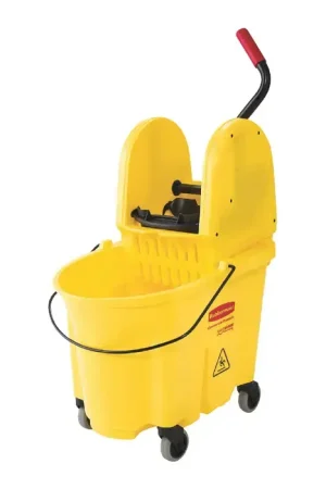 Top Pick RUBBERMAID FG757788YEL 35 Quarts Capacity, Wave Brake Wringer Style, Yellow Color Mopping Cart