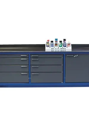 Luxury BADASS WORKBENCH 3BAY 8‘ Work Bench With Drawers Type, 96" Width, 32" Depth Stationary Work Bench / Table