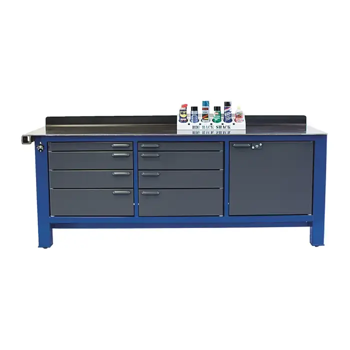 Luxury BADASS WORKBENCH 3BAY 8‘ Work Bench With Drawers Type, 96" Width, 32" Depth Stationary Work Bench / Table