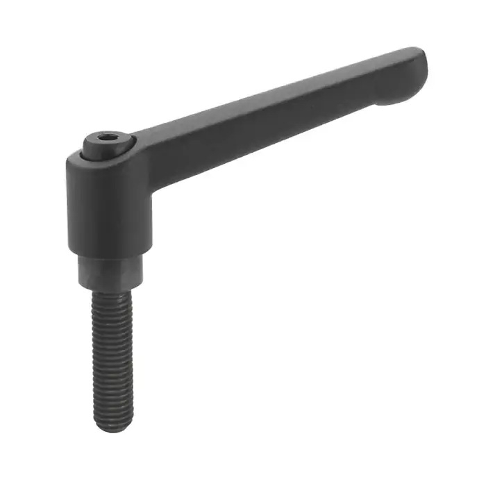 J.W. WINCO 2T20A01K 10-24 Thread Size, 1.77" Handle Length, Steel Insert, Zinc Die-Cast, Threaded Stud Adjustable Lever Certified