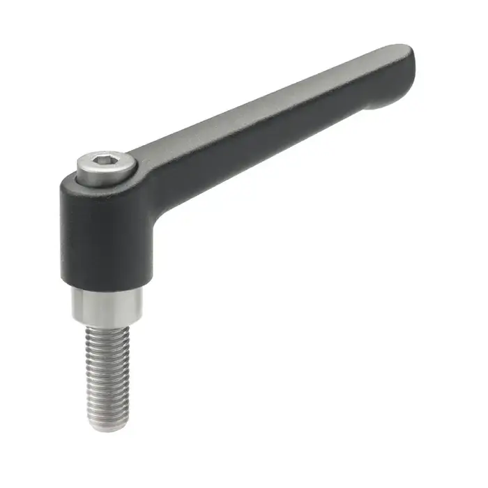 Markdown J.W. WINCO 2T16A20K 10-24 Thread Size, 1.18" Handle Length, Stainless Steel Insert, Zinc Die-Cast, Threaded Stud Adjustable Lever