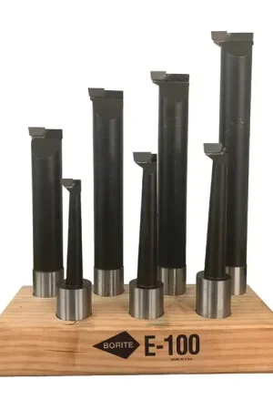 One Day Deal BORITE E100 9/16" Min Bore Diam, 7-1/2" Max Bore Depth, 1" Shank Diam., Carbide Tipped Boring Bar Set