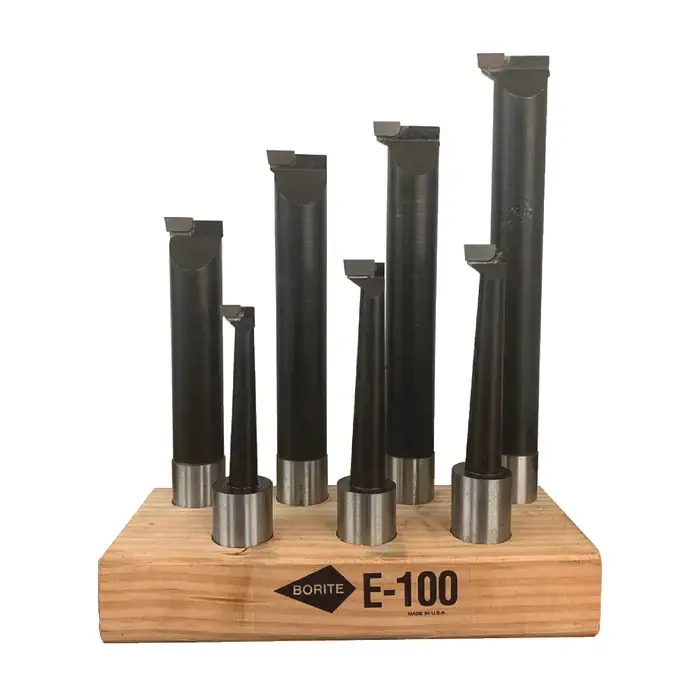 One Day Deal BORITE E100 9/16" Min Bore Diam, 7-1/2" Max Bore Depth, 1" Shank Diam., Carbide Tipped Boring Bar Set