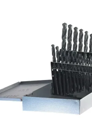 Crafted DRILLCO 400HD21V 1/16" to 1/4" by 64ths, 9/32" to 1/2" by 32nds 135° Black Oxide High Speed Steel Jobbers Length Drill Set