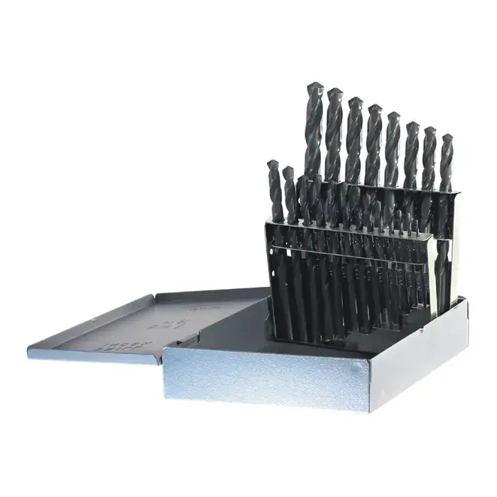 Crafted DRILLCO 400HD21V 1/16" to 1/4" by 64ths, 9/32" to 1/2" by 32nds 135° Black Oxide High Speed Steel Jobbers Length Drill Set