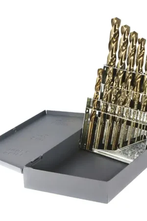 Mega Sale DRILLCO 500E15 1/16" to 1/2" by 32nds 135° Bronze Cobalt Jobbers Length Drill Set