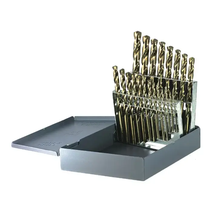 DRILLCO 500A21 1/16" to 3/8" by 64ths 135° Bronze Cobalt Jobbers Length Drill Set Get Yours
