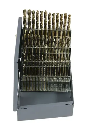 Authentic RUSHMORE USA RM60CO 1 to 60 Size, 135°, Cobalt Screw Machine Length Stub Drills Set